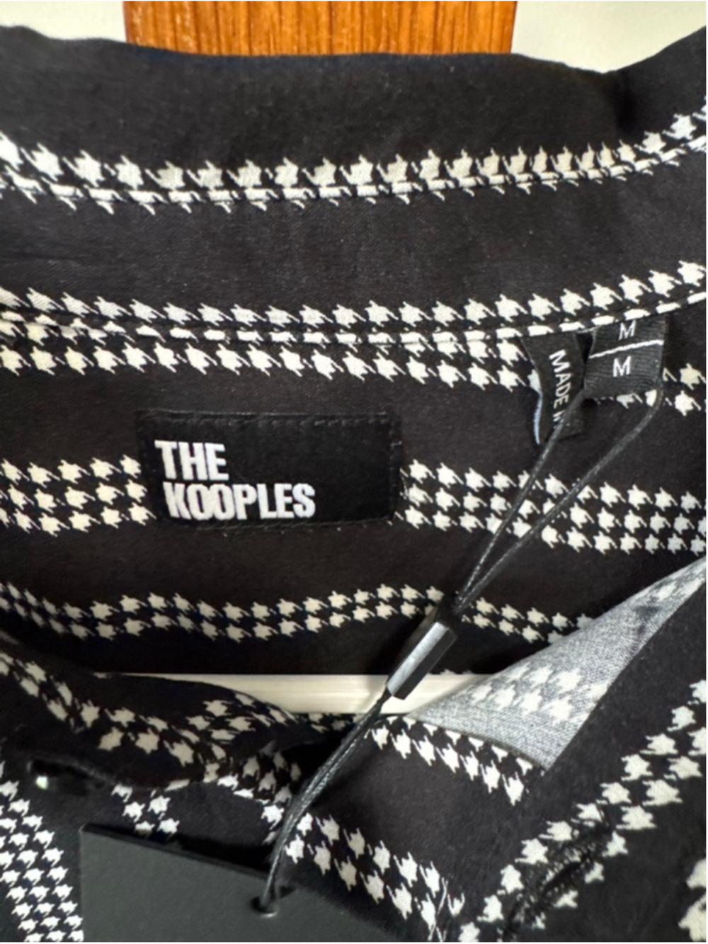 Men's The Kooples PDP Lines Black & White Dot/Stripe Button Down Shirt M NWT - Picture 11 of 16
